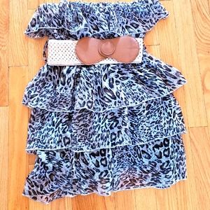 Strapless leopard print dress